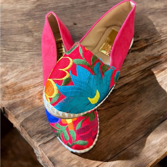 Embroidered shoes, embroidered shoes, embroidered red shoes, Embroidered flats - Picture 5 of 16